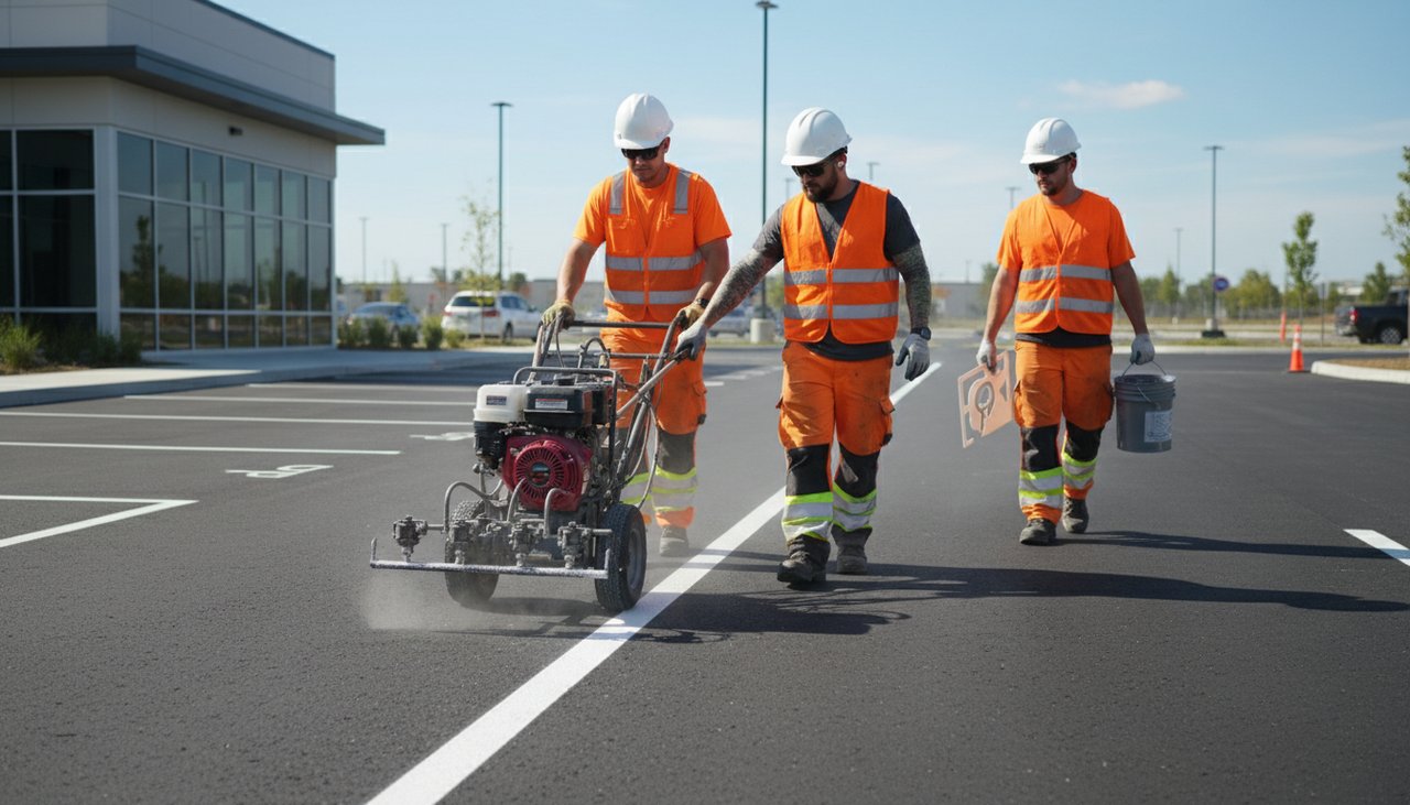 Équipe professionnelle marquage au sol