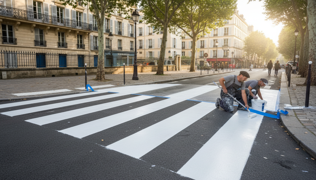 Passage pieton peinture 2026 : types, prix, normes et application