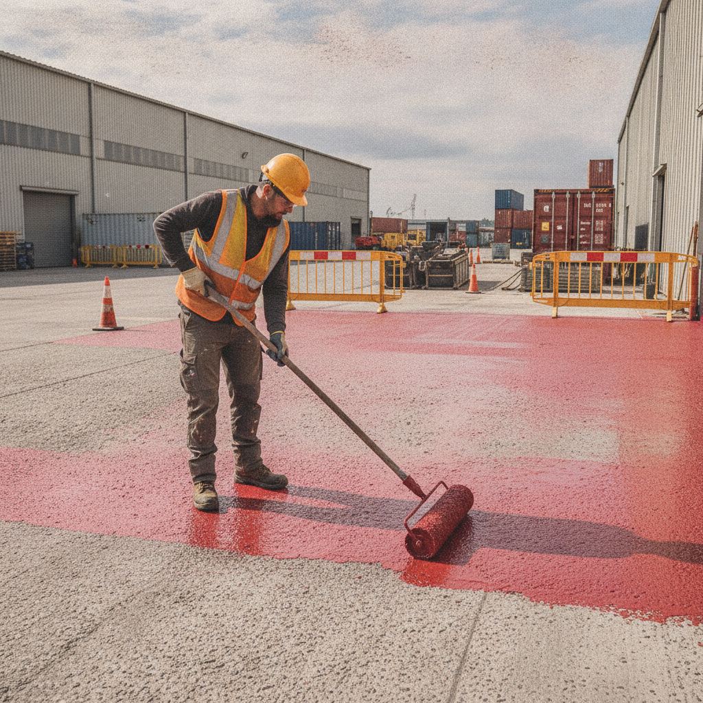application résine sol extérieur antidérapante sur béton