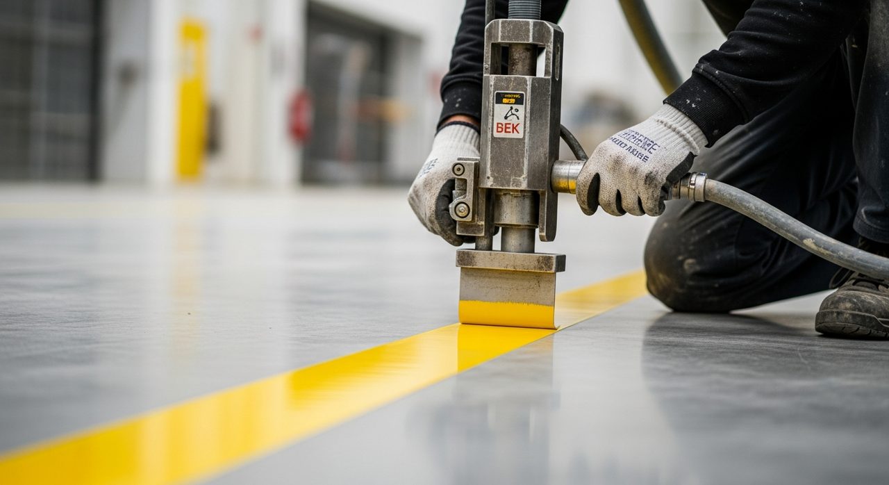 Application d'une résine époxy de marquage en usine